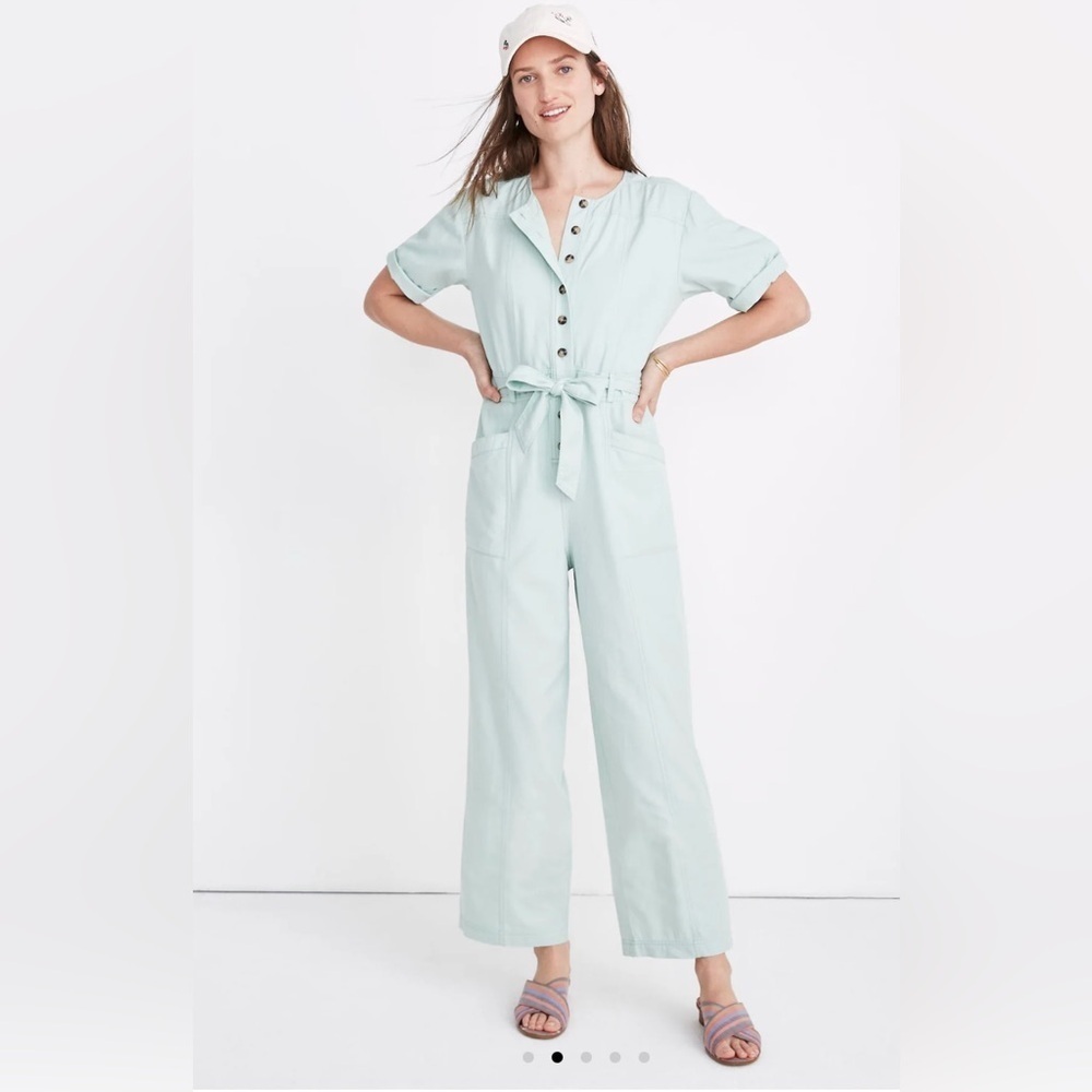 Madewell Top-Stitched Coverall Jumpsuit Light Green size 6